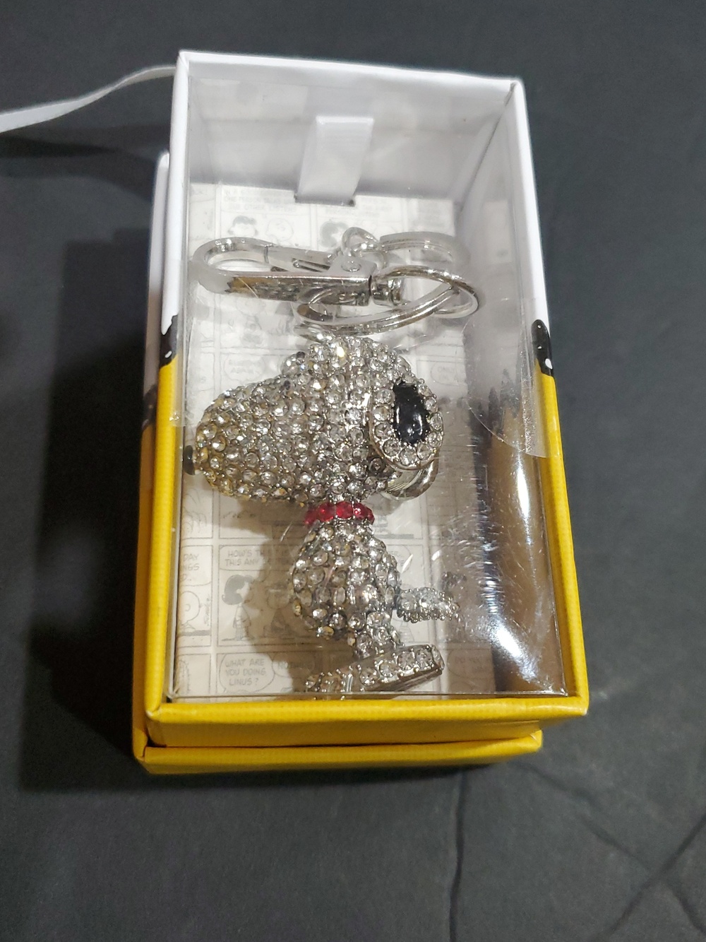 Peanuts‎ Snoopy crystal rhinestone covered bag charm key holder accessory new - Picture 2 of 13